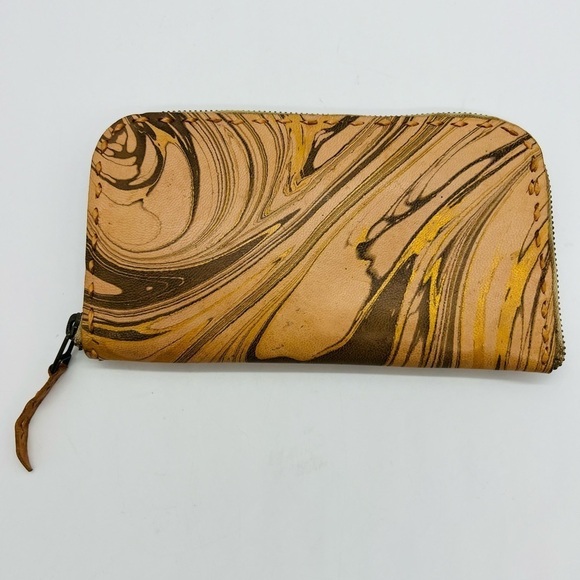STUDIO CALEIDOSCOPE UNISEX LEATHER ZIP-AROUND ARTISIAN WALLET - Picture 1 of 14